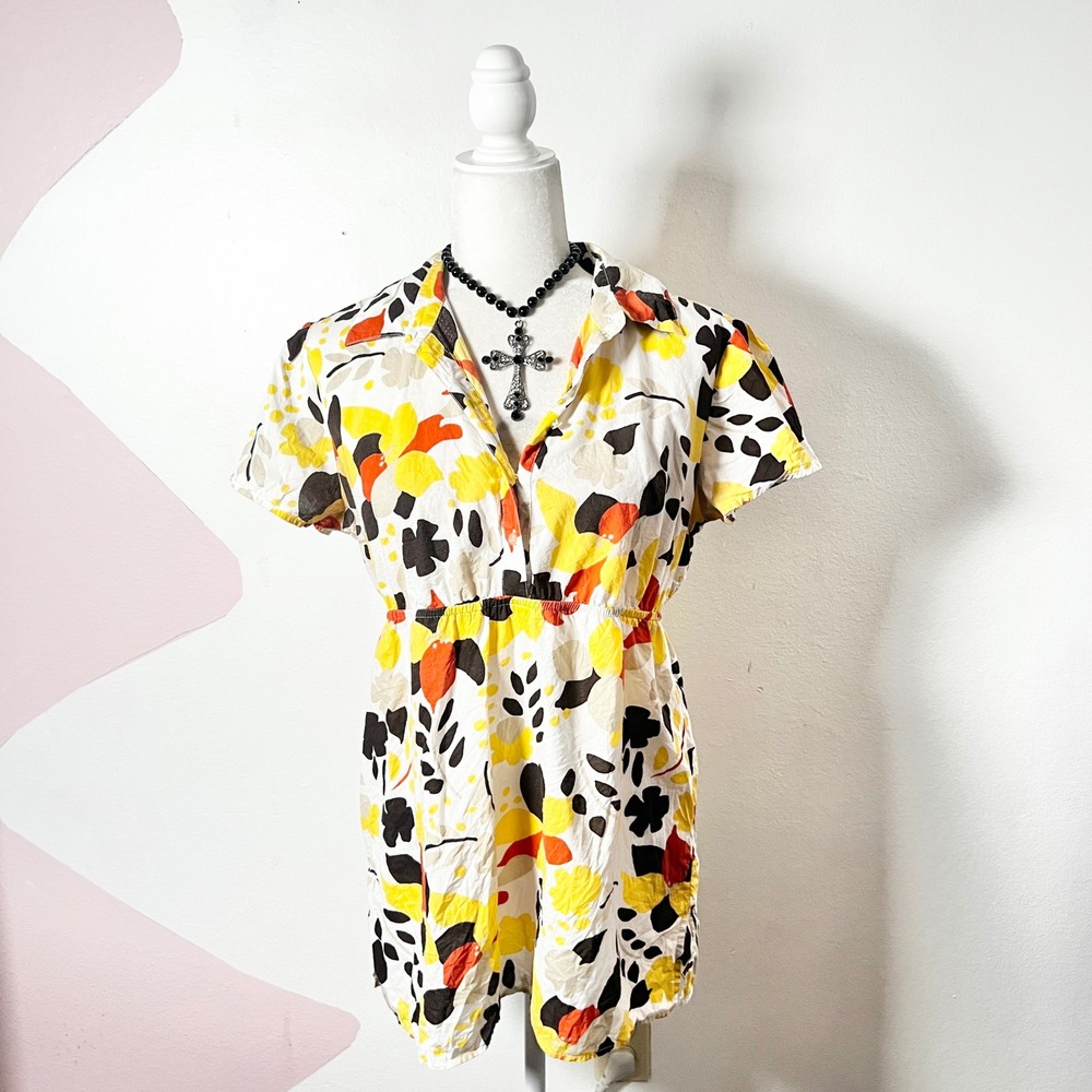 Vtg Y2K 2000s Babydoll Top Womens 12 Floral Fairycore 2000s Summer